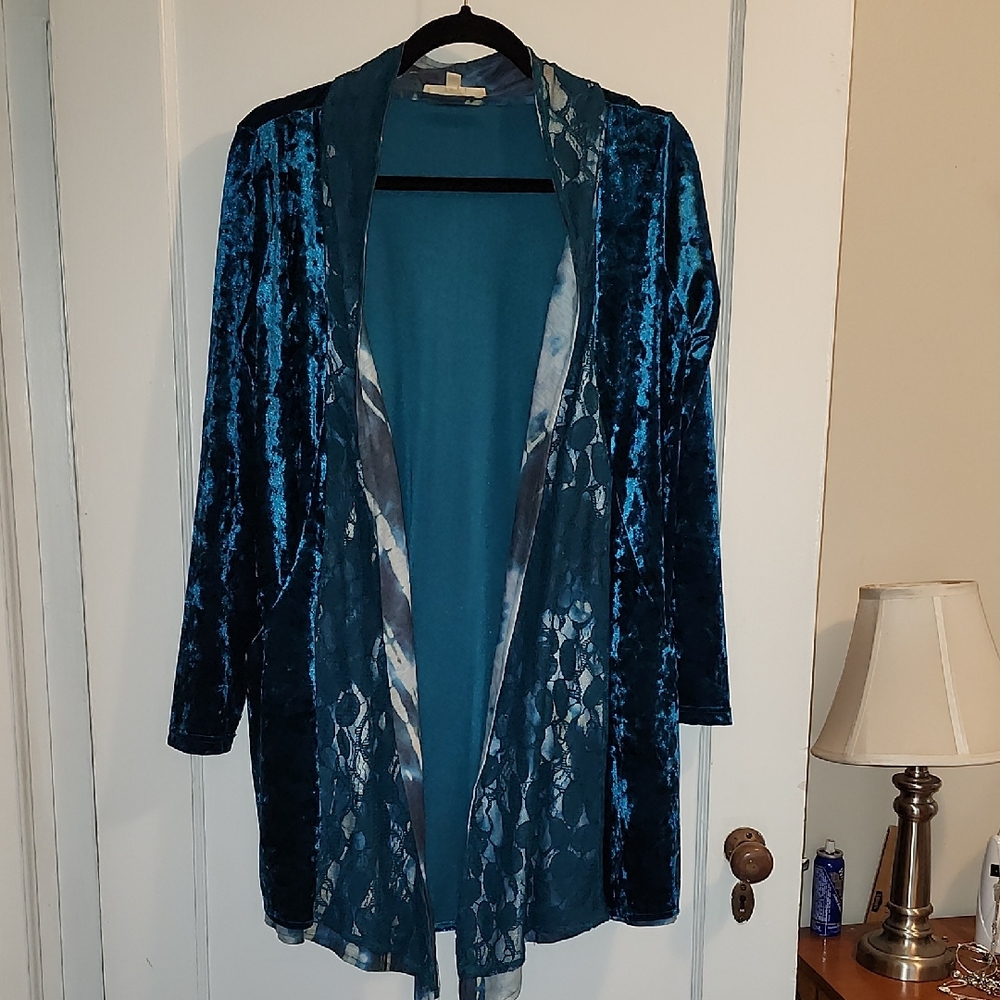 Blue Velvet and Lace Cardigan